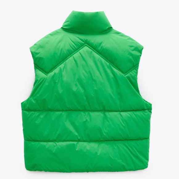 Zara neon green oversized puffer quilted vest NWOT - Picture 11 of 11